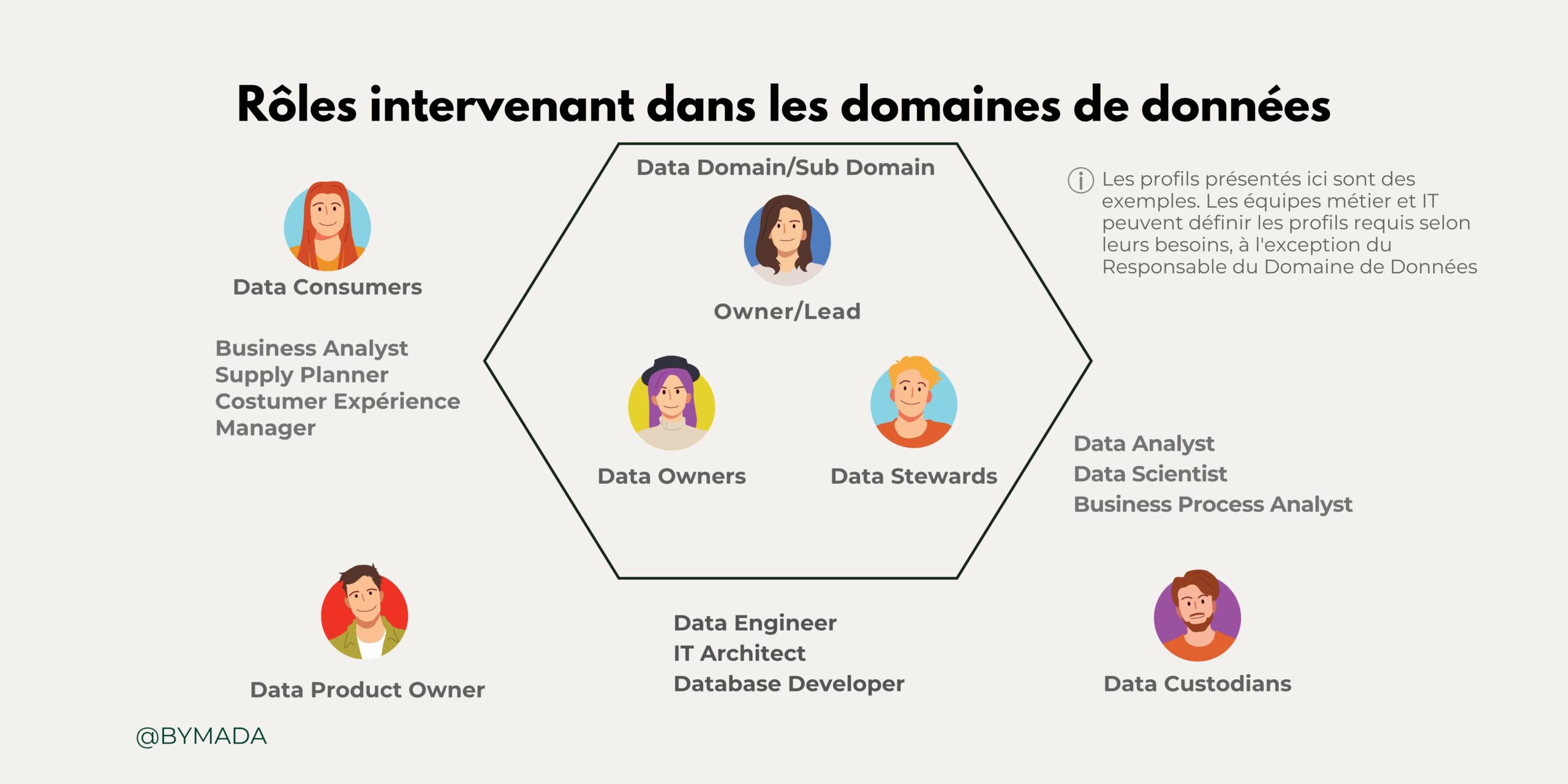 Roles acting in data domains